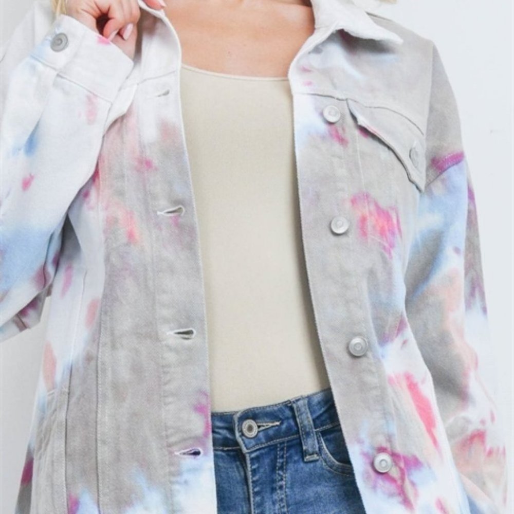 CASUAL DOLLZ Tie Dye Denim Jacket - Picture 5 of 6
